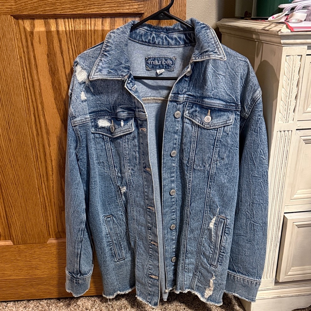 Maurices Blue Distressed Denim Jacket